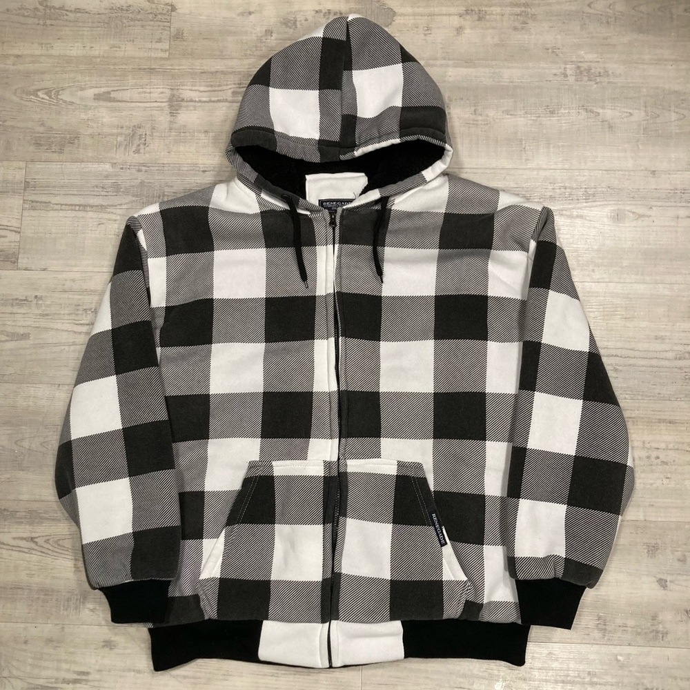 Black and White Renegade Puffer Zip Up Hoodie - Size XXL
